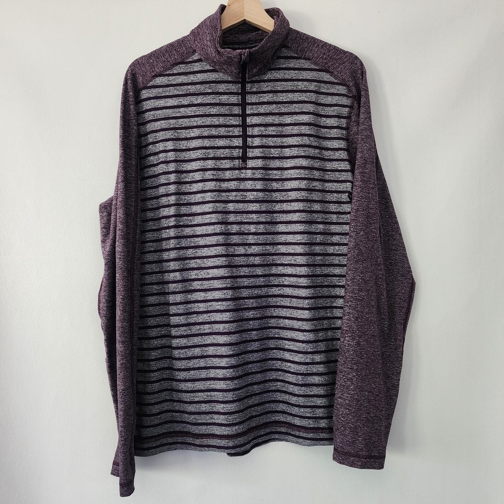 Lululemon Metal Vent Tech 1/2 Zip Purple Striped Pullover Mens Large